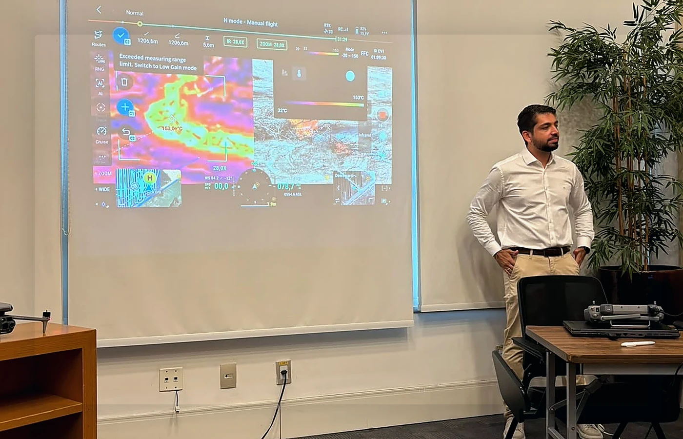 Apresentação de diagnóstico termográfico produzido por drone